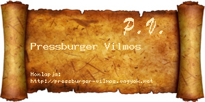 Pressburger Vilmos névjegykártya